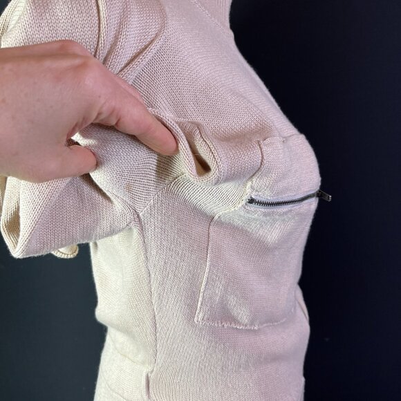 Jen's Pirate Booty Size M/L Beige Knit Jumpsuit Pockets Long Sleeve - Picture 10 of 13